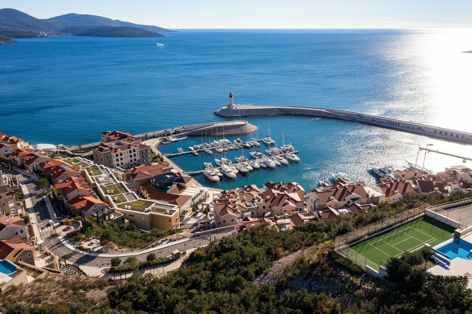 Lustica Bay marina development from above
